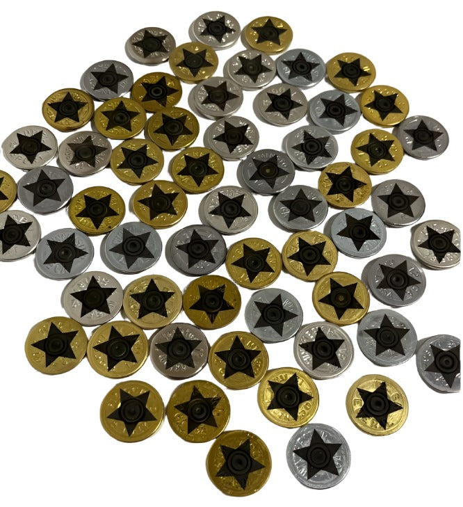 Engraved Star Shotgun Shell Slices 12 Gauge Mixed Color | Qty 10 | SHIPPING INCLUDED