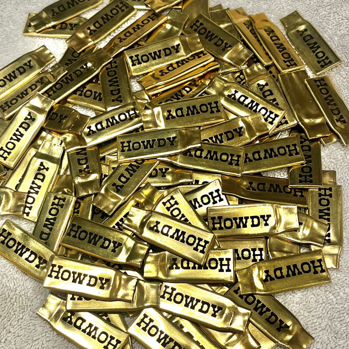 Custom Engraved HOWDY 308 Flattened Brass Bullet Casings | 50 Pcs