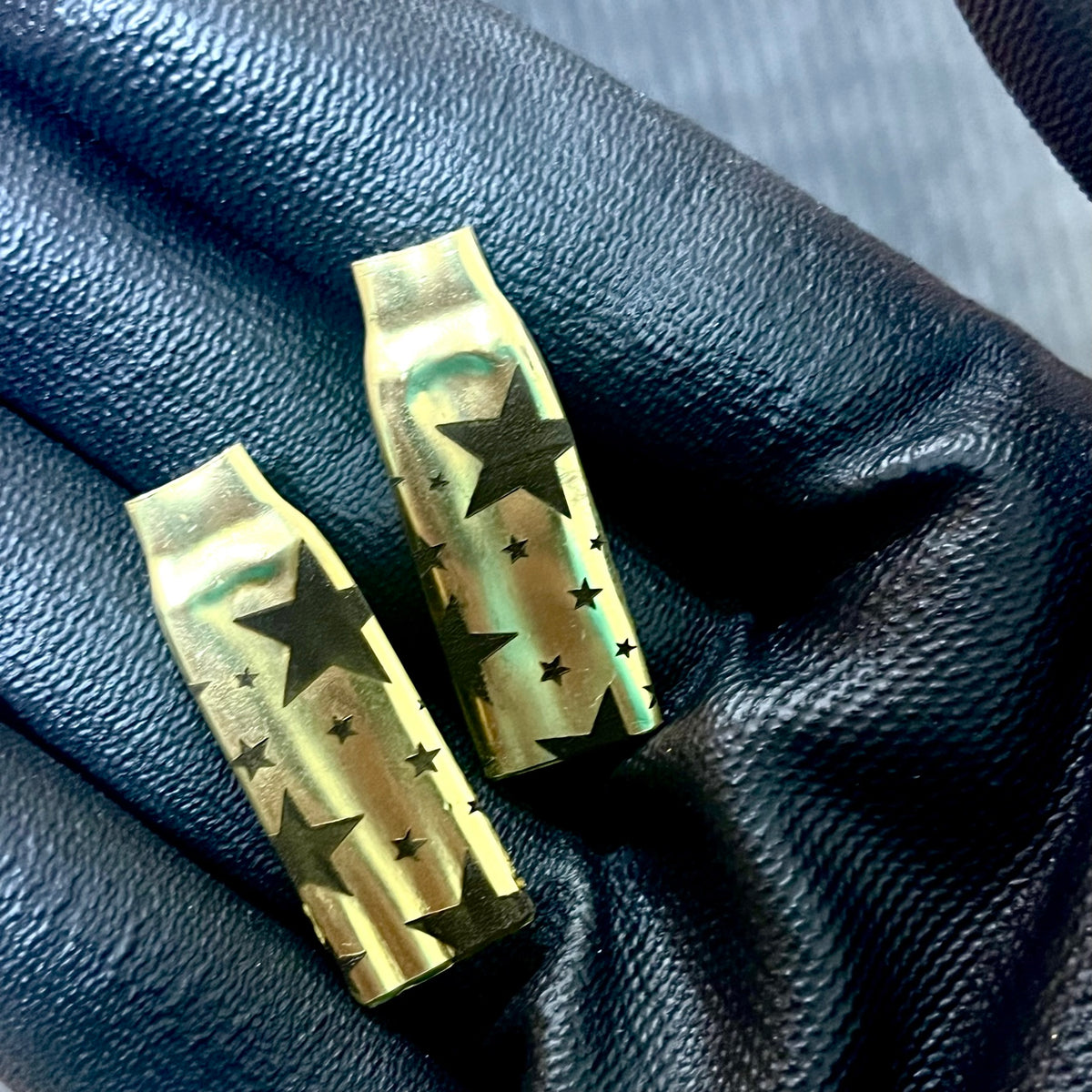 Engraved Brass Bullet Casings Flattened Stars 5 Pcs