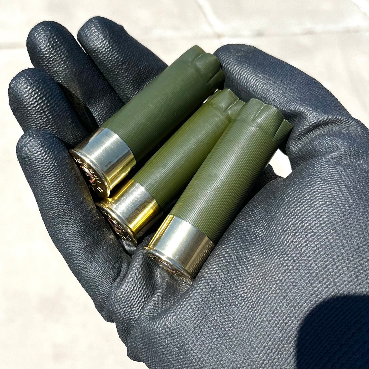 Green Shotgun Shells — Unmarked, High Brass (Qty 8)