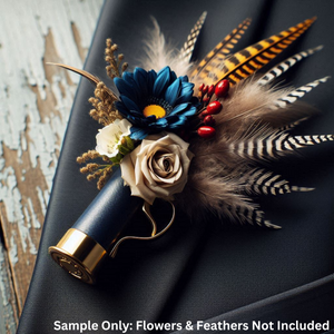 navy blue shotgun shell boutonniere