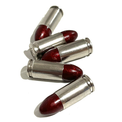 9MM Nickel Dummy Round With New Polymer Coated Dark Red Bullet