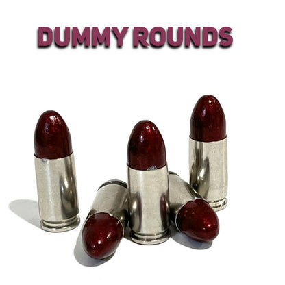 9MM Nickel Dummy Round With New Polymer Coated Dark Red Bullet