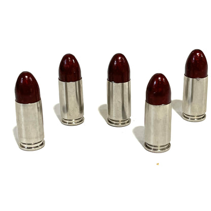 9MM Nickel Dummy Round With New Polymer Coated Dark Red Bullet