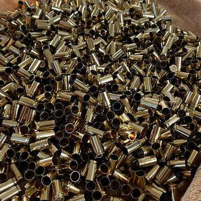 Large bulk pile of cleaned polished empty 9mm brass shell casings