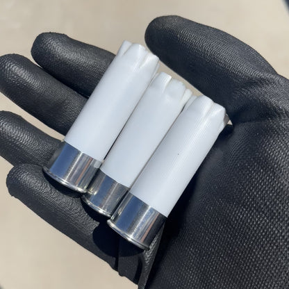 White Blank Empty Shotgun Shells Silver Bottom 12 Gauge No Markings On Hulls Used Casings DIY Wedding Boutonnieres | FREE SHIPPING