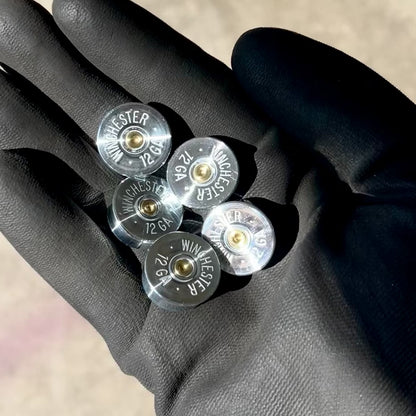 Winchester Steel Headstamps Hand Polished 12 Gauge Shotgun Shell Steel Bottoms Ends Empty Ammo Spent Cartridge DIY Bullet Jewelry Qty 50 Pcs | FREE SHIPPING
