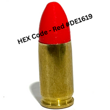 Load image into Gallery viewer, Fake 9MM Luger Real Once Fired Brass Casings With New Lava Red Bullet
