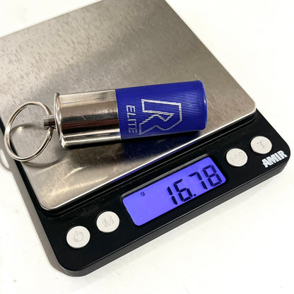 RIO Blue High Brass 12 Gauge Shotgun Shell Keychain