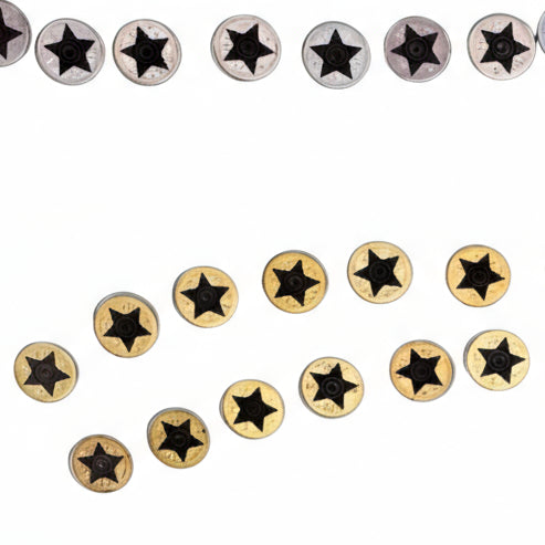 Engraved Star Shotgun Shell Slices 12 Gauge Mixed Color | Qty 50 | SHIPPING INCLUDED