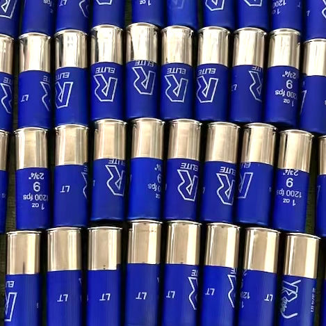 Dummy shotgun shells with R Elite text and high brass silver bottoms
