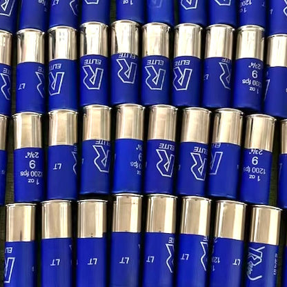 Dummy shotgun shells with R Elite text and high brass silver bottoms
