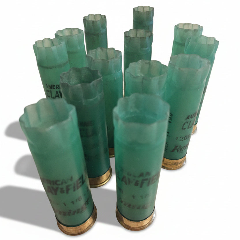Light Green 12GA Remington Clay Field Hulls With Open Star Crimped Mouths