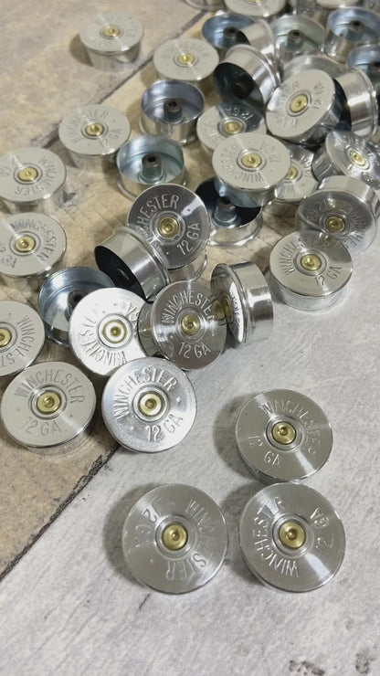 Winchester Steel Headstamps Hand Polished 12 Gauge Shotgun Shell Steel Bottoms Ends Empty Ammo Spent Cartridge DIY Bullet Jewelry Qty 50 Pcs | FREE SHIPPING