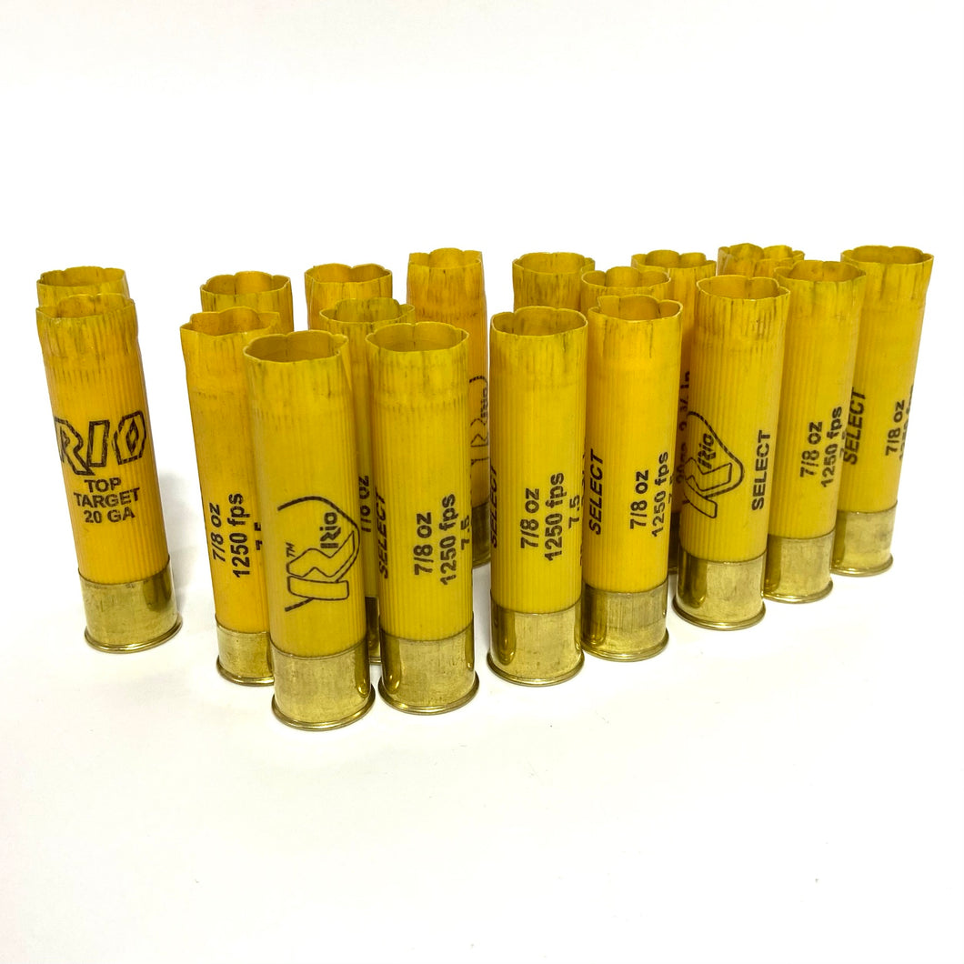 High brass Rio Yellow Shotgun Shells 20 Gauge Hulls Empty Used Fired 20GA Spent Shot Gun Cartridges Qty 100 Pcs FREE SHIPPING