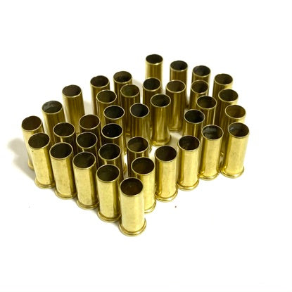 Mouth-up array of once-fired .22LR brass casings