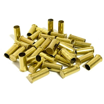 Scattered pile of spent .22LR brass casings