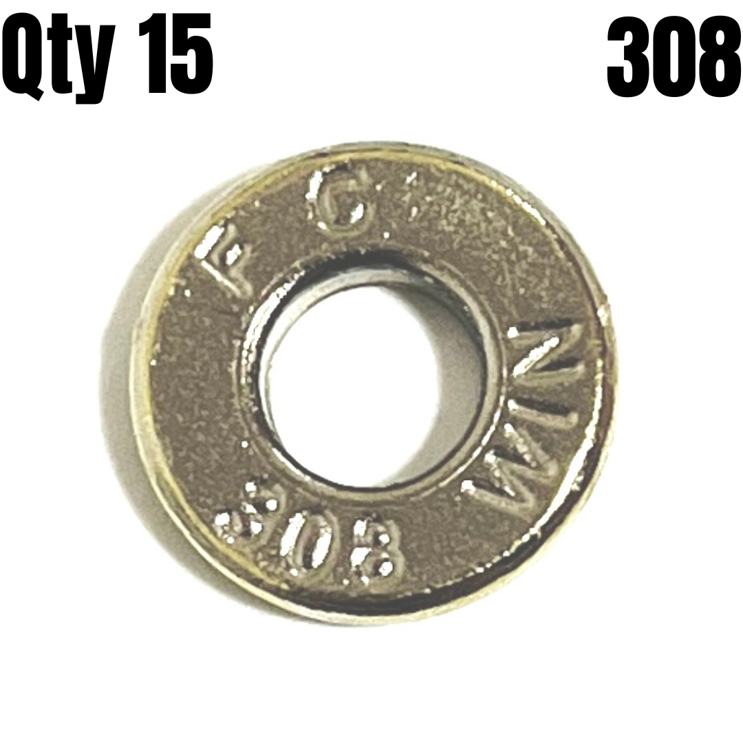 Deprimed 308 WIN Thin Cut Nickel Polished Bullet Slices Qty 15 | FREE SHIPPING