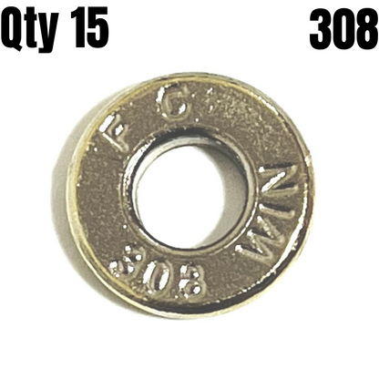 Deprimed 308 WIN Thin Cut Nickel Polished Bullet Slices Qty 15 | FREE SHIPPING