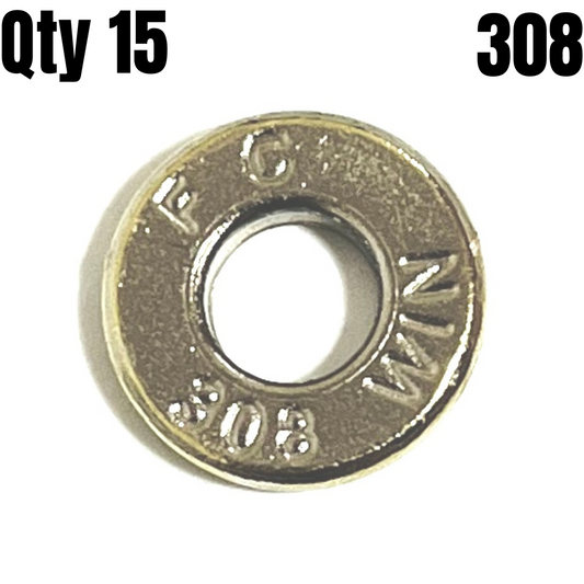 Deprimed 308 WIN Thin Cut Nickel Polished Bullet Slices Qty 15 | FREE SHIPPING