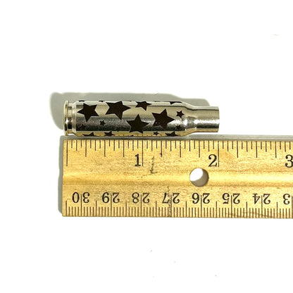 308 WIN Nickel Shells Stars Engraved Casing 5 Pcs