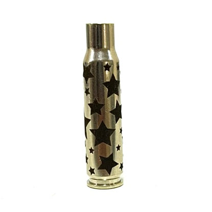 308 WIN Nickel Shells Stars Engraved Casing 5 Pcs