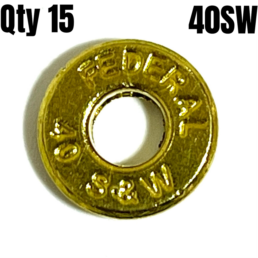 40 Smith & Wesson Thin Brass Polished Slices Deprimed Qty 15 | FREE SHIPPING
