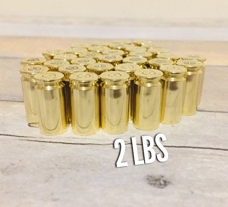 40 Caliber Smith and Wesson Empty Brass Shells Cleaned Polished Used Spent Bullet Casings Fired Ammo