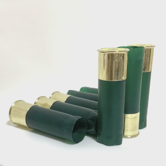 8 Blank GREEN Empty Shotgun Shells 12 Gauge No Markings On Hulls 