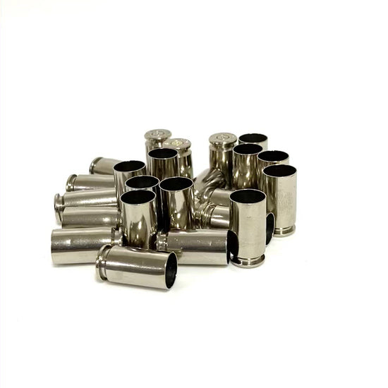 Polished Nickel 40 Smith and Wesson 40 Caliber Empty Brass Shells Used Spent Bullet Casings Fired 