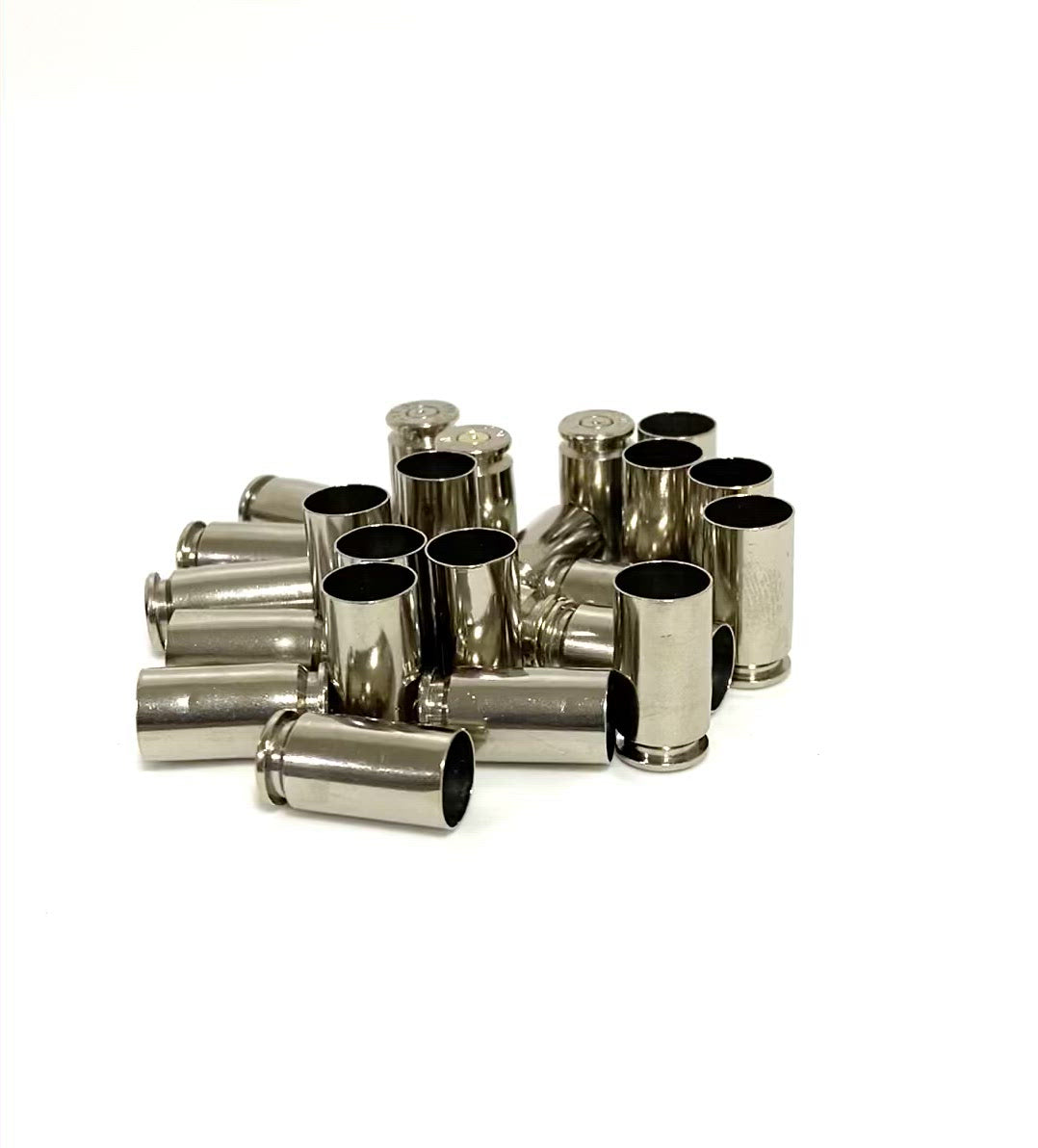 Polished Nickel 40 Smith and Wesson 40 Caliber Empty Brass Shells Used Spent Bullet Casings Fired 