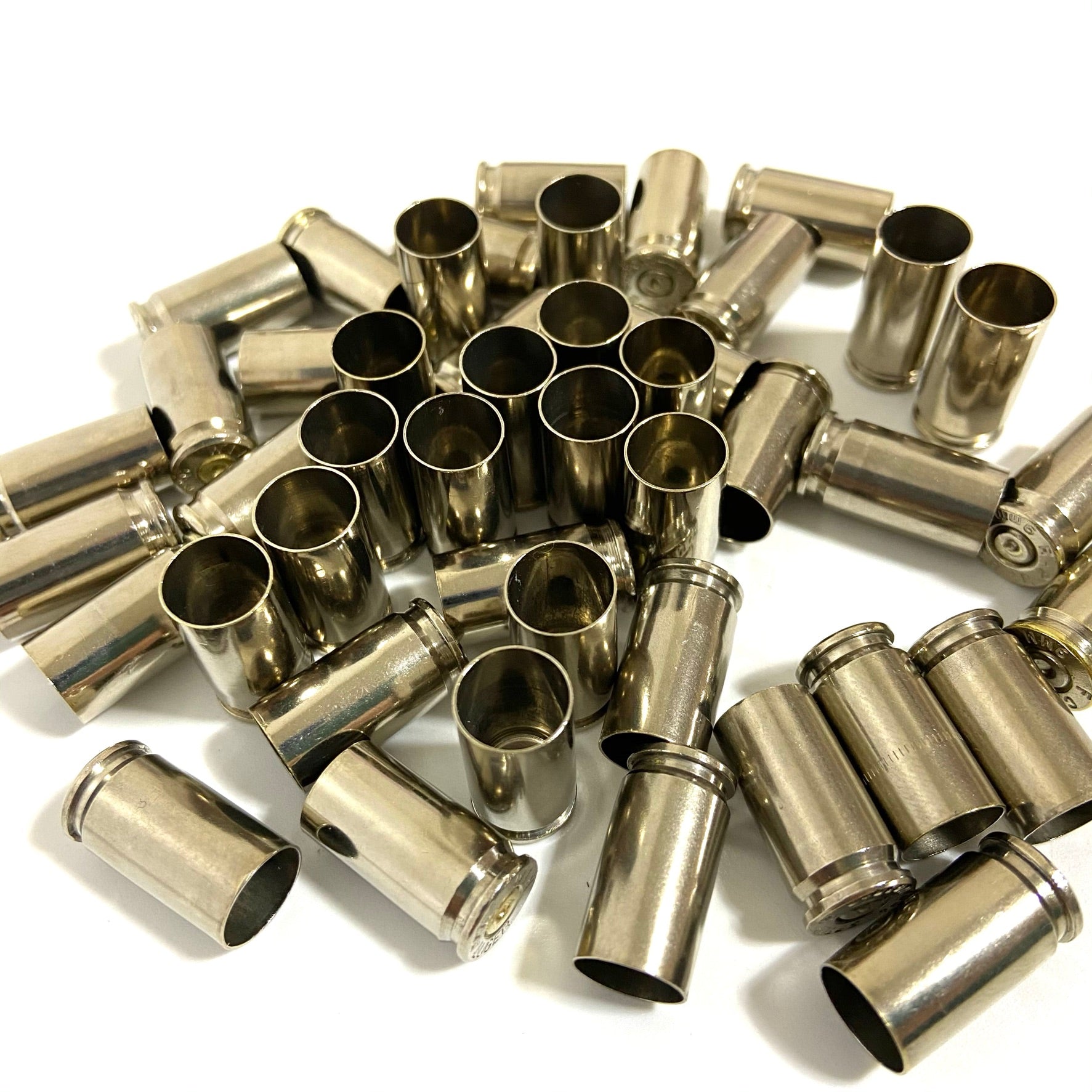 Nickel Empty Brass Shells 9MM Used Bullet Casings 9X19 Luger Fired Spent Pistol Ammo Cleaned Polished