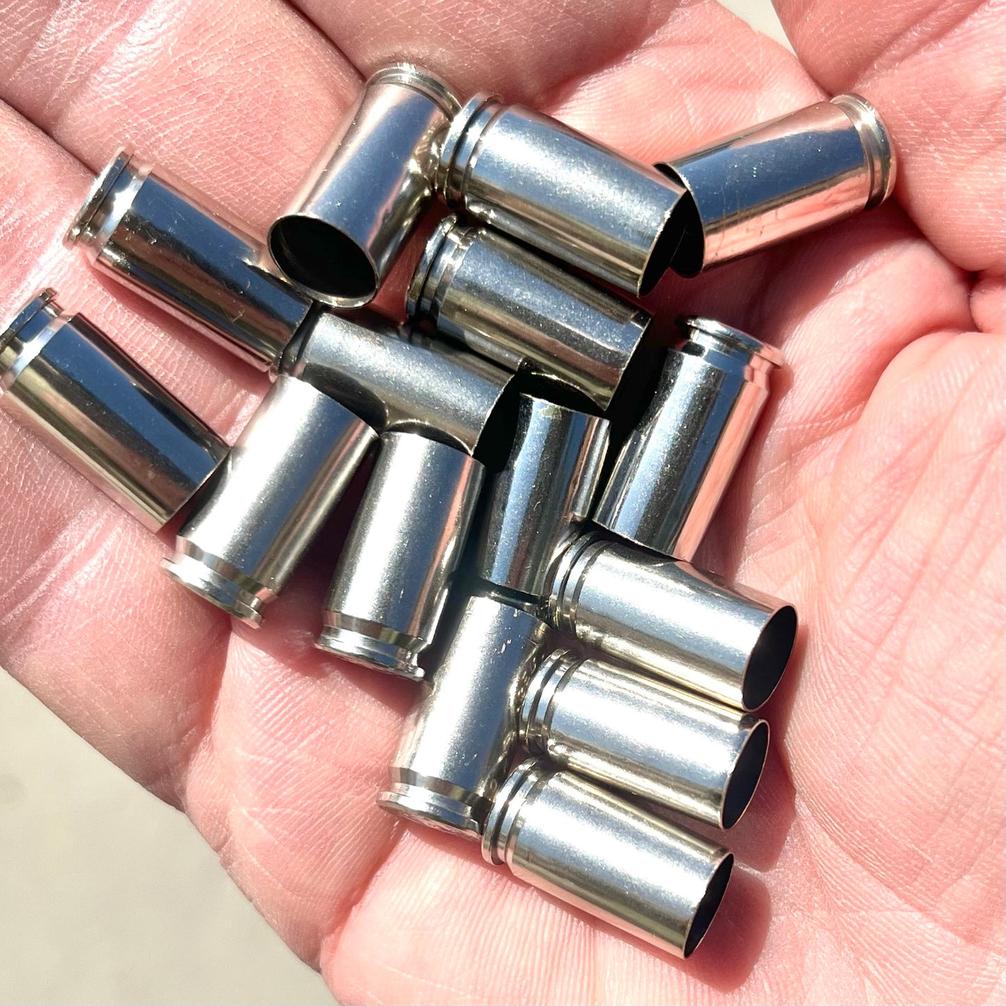 9MM Nickel Empty Brass Shells Used Bullet Casings 9X19 Luger Fired Spent Pistol Ammo Cleaned Polished DIY Bullet Jewelry Ammo Crafts 100 Pieces  | FREE SHIPPING