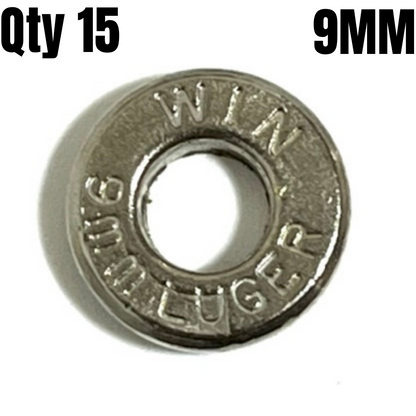 Deprimed 9MM Nickel Thin Cut Polished Bullet Slices Qty 15 | FREE SHIPPING