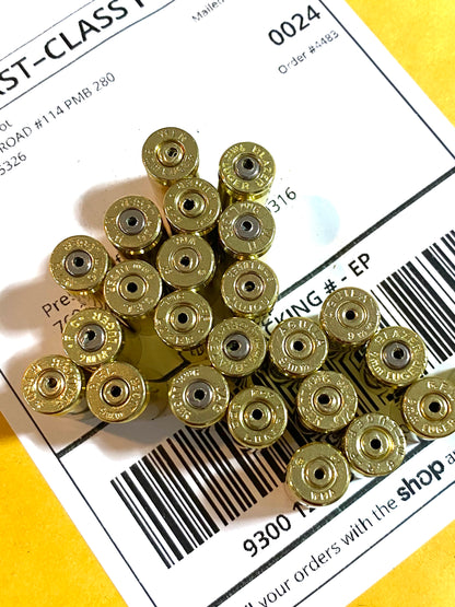 Drilled Brass Shells Polished 9MM