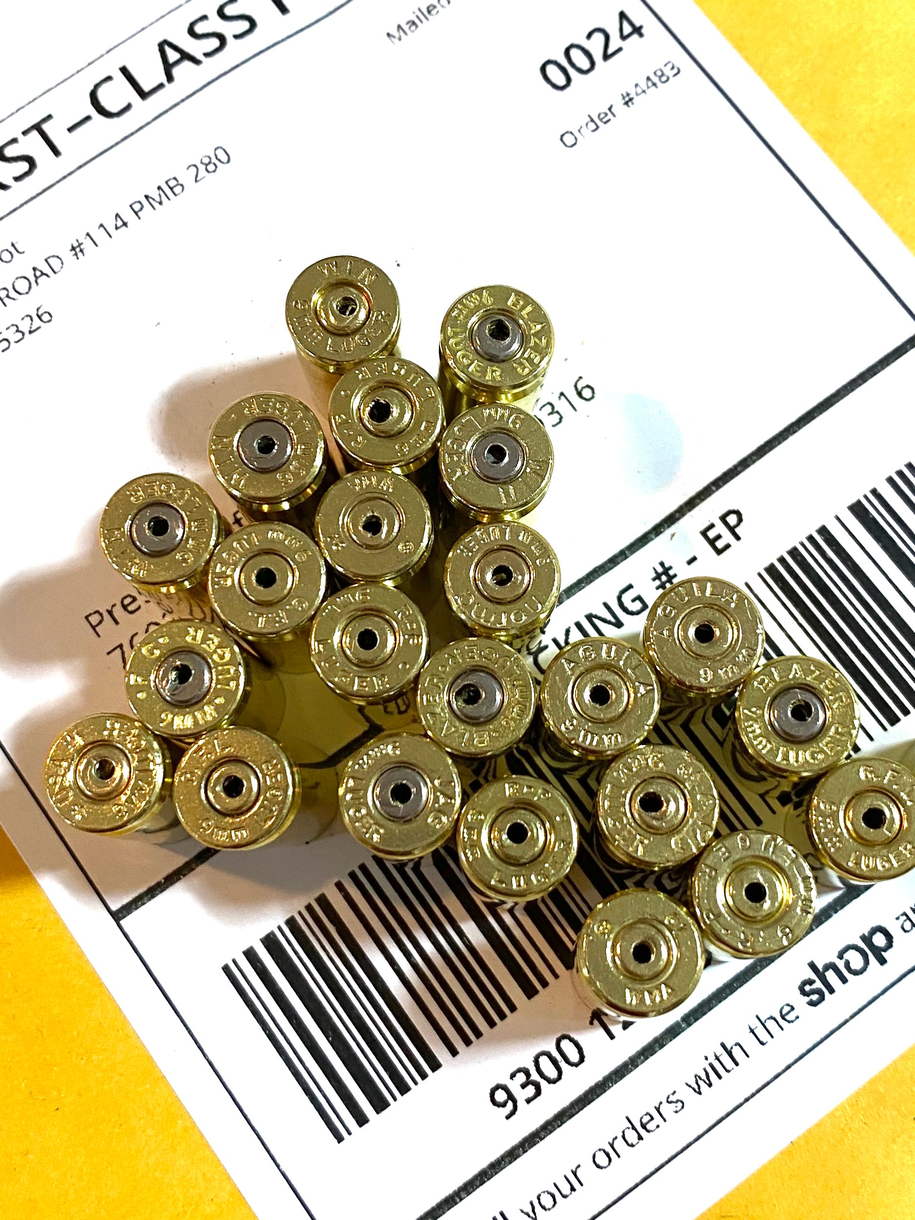 Drilled Brass Shells Polished 9MM