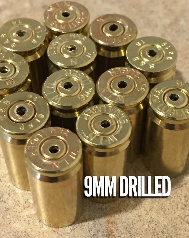 Drilled 9MM Brass Shells Polished Empty Used Casings Luger 9X19 DIY ...