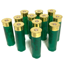Load image into Gallery viewer, Empty Green Shotgun Shells Gold Headstamps
