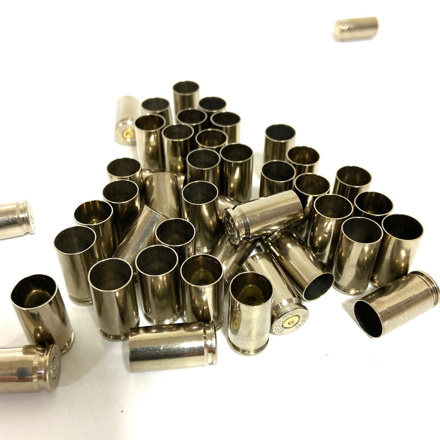 9MM Nickel Brass Shells Used Bullet Casings 9X19 Luger Fired Spent Pistol Ammo Cleaned Polished 15 Pieces | FREE SHIPPING