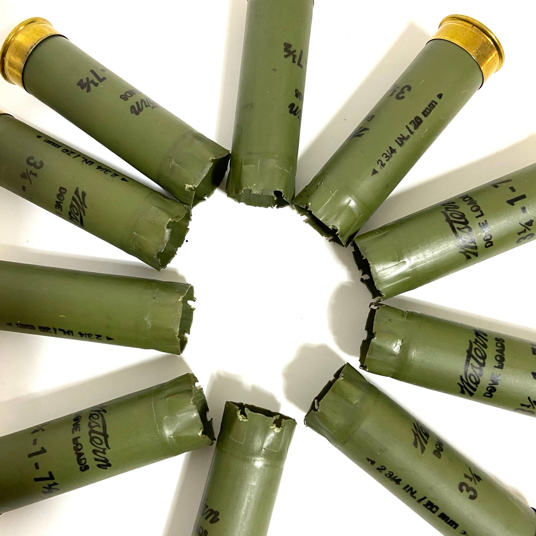 Olive Green Empty Used Shotgun Shells 12GA Hulls