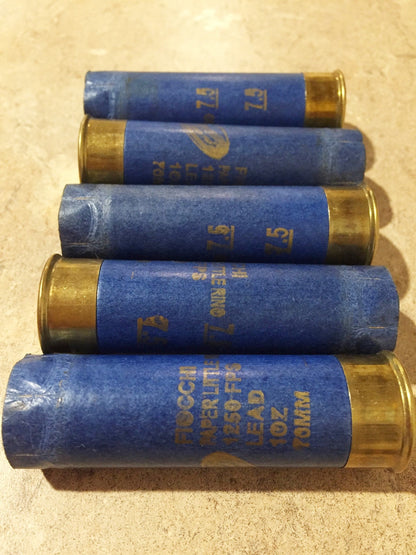 Blue Paper Shotgun Shells 12 Gauge Empty Used Cardboard Hulls Shotshells Spent Casings Fired DIY Ammo Crafts Vintage - Qty 10 Pcs