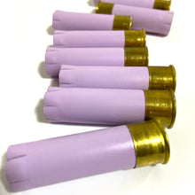 Load image into Gallery viewer, Lavender Pastel Purple Empty Shotgun Shells 12 Gauge 12GA Hulls Hand Painted DIY Boutonnieres 
