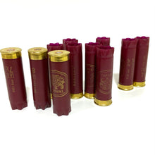 Load image into Gallery viewer, Dark Red Burgundy Shotgun Shells for DIY Boutonnieres Empty 12 Gauge ShotShells Used 12GA Shot Gun Maroon Hulls 20 Pcs
