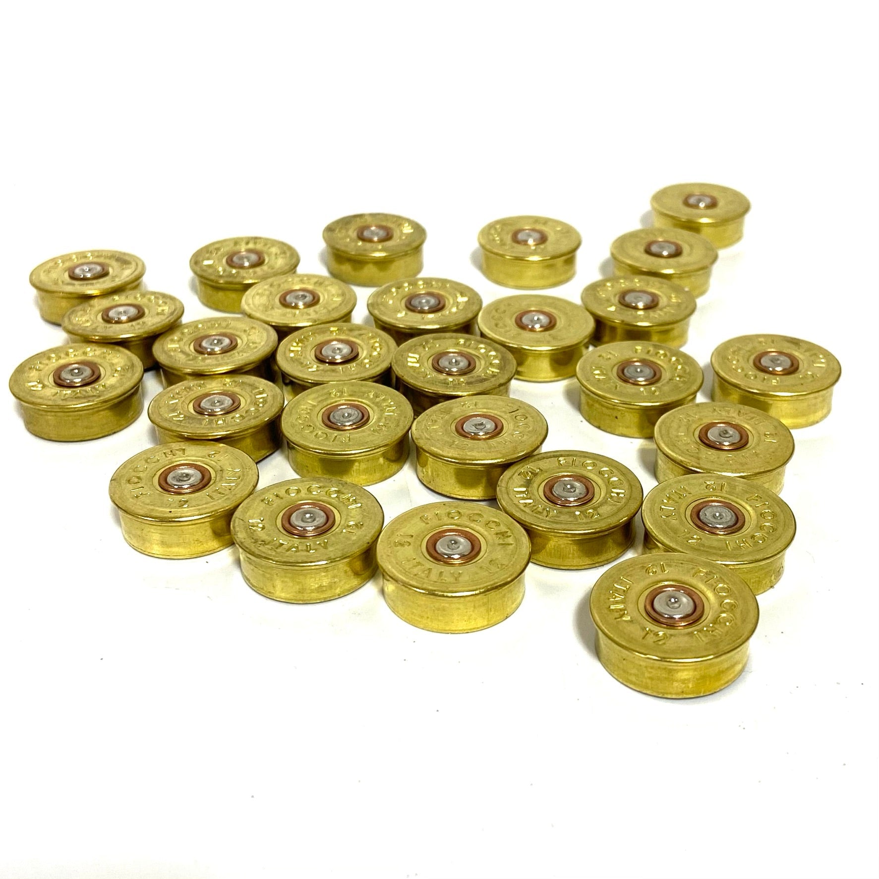 12 Gauge Shotgun Shell Headstamps End Caps | Mixed mfg BRASS/GOLD-color |  DIY Craft Supply for Bullet Jewelry, Steampunk Crafts, Magnets, etc.