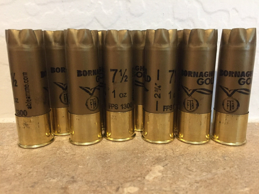 Gold Bornaghi Shotgun Shells Empty Hulls Used Fired Spent Cartridges 12GA Casings 