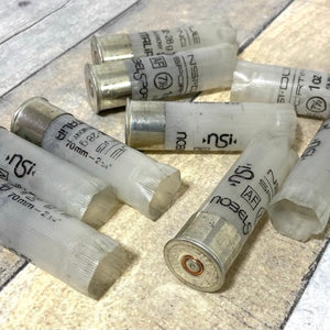 Nobel 12 Gauge High Brass Empty Shotgun Shells Semi Translucent 12GA Hulls Spent Fired Used Cartridges Qty 12 Pcs | FREE SHIPPING