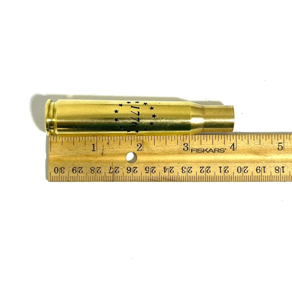 Engraved 1776 Betsy Ross 13 Stars 50 BMG Hand Polished Brass Shell
