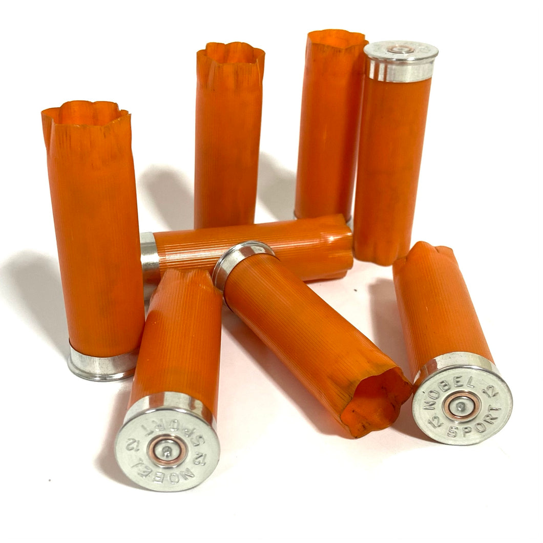 8 Blank Orange Shotgun Shells 12 Gauge No Markings On Hulls Shotshells Once Fired Used Casings DIY Boutonniere Wedding Crafts