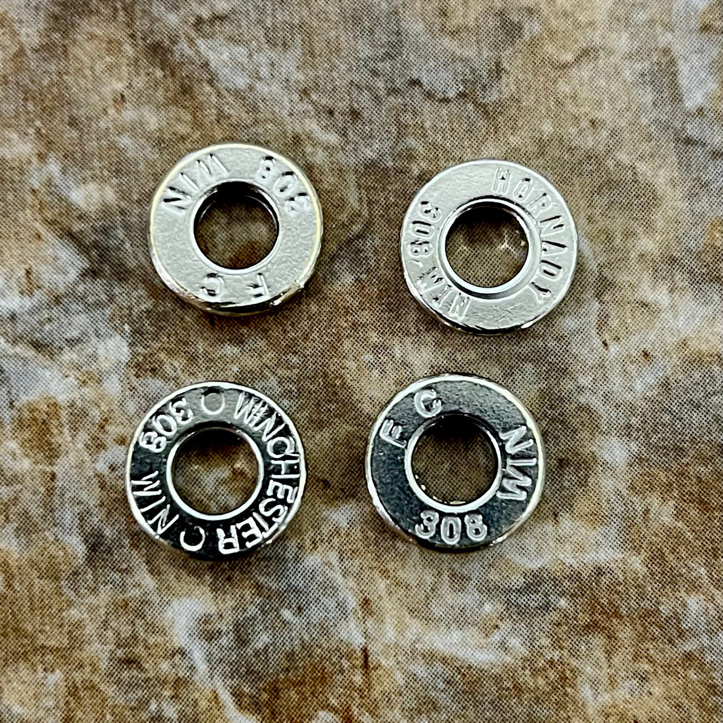 Deprimed 308 WIN Thin Cut Nickel Polished Bullet Slices Qty 15 | FREE SHIPPING