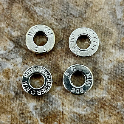 Deprimed 308 WIN Thin Cut Nickel Polished Bullet Slices Qty 15 | FREE SHIPPING